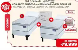 Naldo Lombardi Orlandi conjunto burdeos + almohadas + mesa de luz 107 oferta