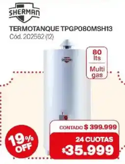 Naldo Lombardi Sherman termotanque tpgp080msh13 oferta