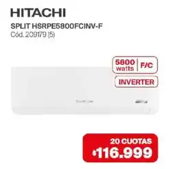 Naldo Lombardi Hitachi split hsrpe5800fcinv-f oferta