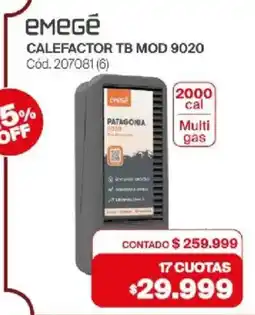 Naldo Lombardi Emegé calefactor tb mod 9020 oferta