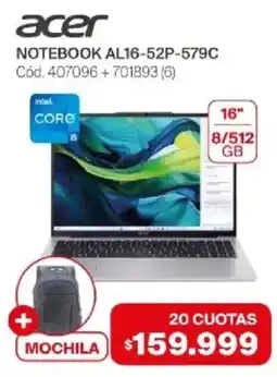 Naldo Lombardi Acer notebook al16-52p-579c oferta