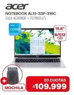 Naldo Lombardi Acer notebook al15-33p-316c oferta