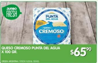 Jumbo Queso cremoso punta del agua 100g oferta