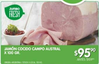 Jumbo Jamón cocido campo austral 100g oferta