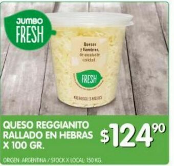 Jumbo Queso reggianito rallado en hebras 100g oferta