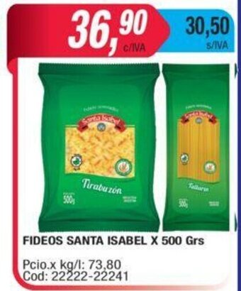Maxiconsumo Fideos Santa Isabel x 500 grs oferta