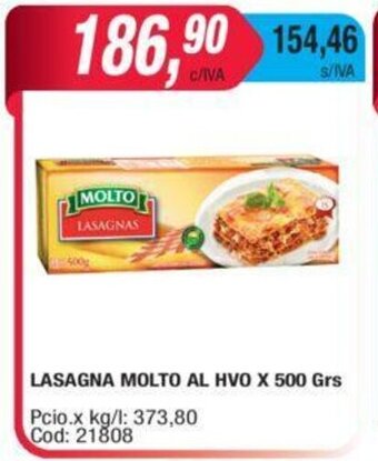 Maxiconsumo Lasagna Molto Al Hvo x 500 grs. oferta