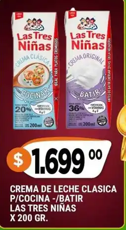 Supermercados Mayor Las tres niñas crema de leche clasica p/cocina -/batir oferta