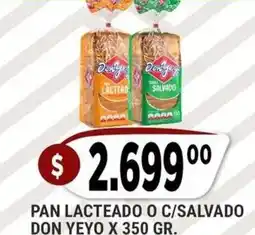 Supermercados Mayor Don yeyo pan lacteado o c/salvado oferta