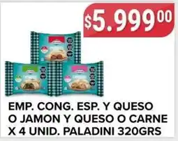 Supermercados Mayor Paladini emp. cong. esp. y queso o jamon y queso o carne oferta