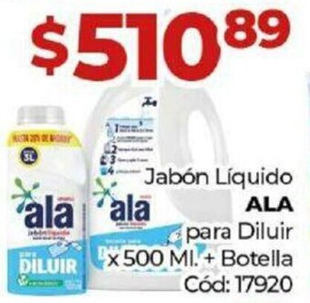 Diarco Jabón Líquido Ala Para Diluir x 500 ml. + Botella oferta