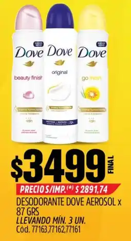 Supermercados Yaguar Dove desodorante aerosol oferta