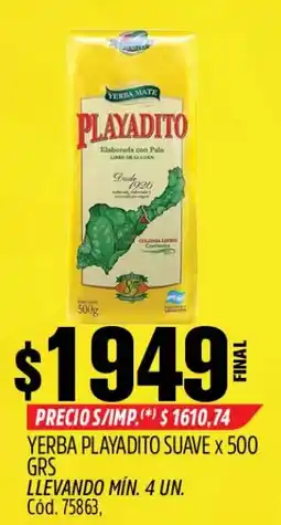 Supermercados Yaguar Yerba mate playadito suave oferta