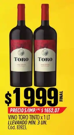 Supermercados Yaguar Toro vino tinto oferta