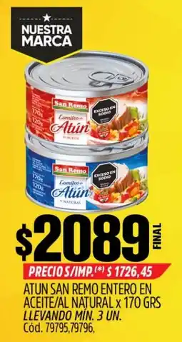 Supermercados Yaguar San remo atún entero en aceite natural oferta