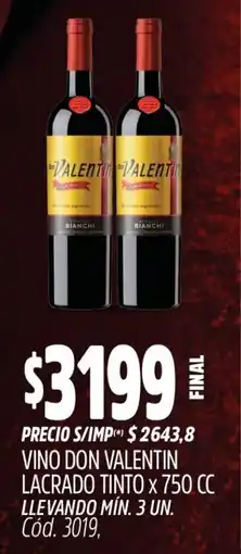 Supermercados Yaguar Don valentin vino lacrado tinto oferta