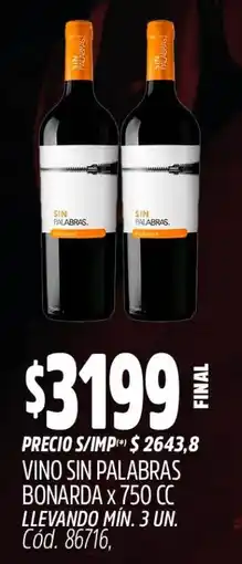Supermercados Yaguar Sin palabras vino bonarda oferta