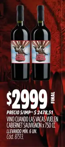 Supermercados Yaguar Vino cuando las vacas vuelen cabernet sauvignon oferta