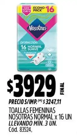 Supermercados Yaguar Nosotras toallas femeninas normal oferta