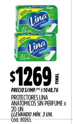 Supermercados Yaguar Lina protectores anatomicos sin perfume oferta
