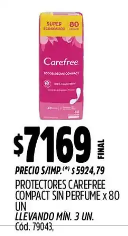 Supermercados Yaguar Carefree protectores compact sin perfume oferta