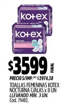 Supermercados Yaguar Kotex toallas femeninas nocturna oferta