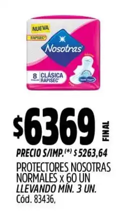 Supermercados Yaguar Nosotras protectores normales oferta