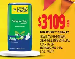 Supermercados Yaguar Siempre Libre toallas femeninas oferta