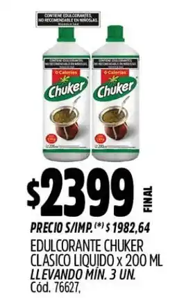 Supermercados Yaguar Chuker edulcorante clasico liquido oferta