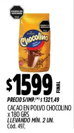 Supermercados Yaguar Chocolino cacao en polvo oferta