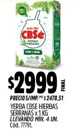 Supermercados Yaguar Cbsé yerba mate hierbas serranas oferta