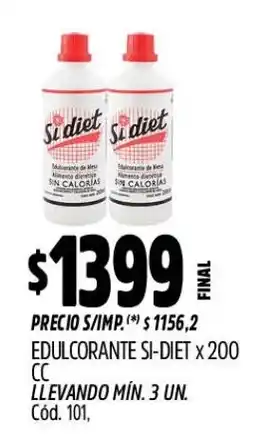 Supermercados Yaguar Si diet edulcorante oferta