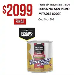 Supermercados Yaguar San remo duraznos en mitades oferta