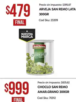 Supermercados Yaguar San remo arveja oferta