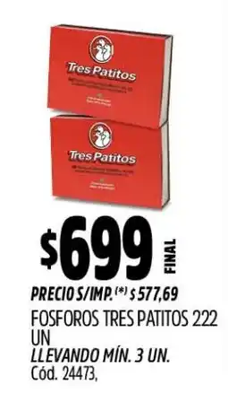 Supermercados Yaguar Tres patitos fosforos oferta