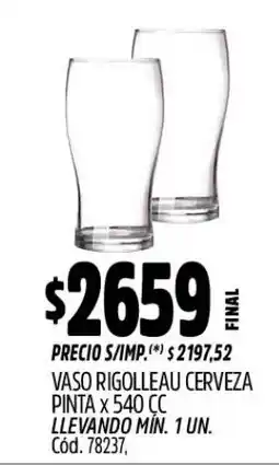 Supermercados Yaguar Vaso rigolleau cerveza oferta
