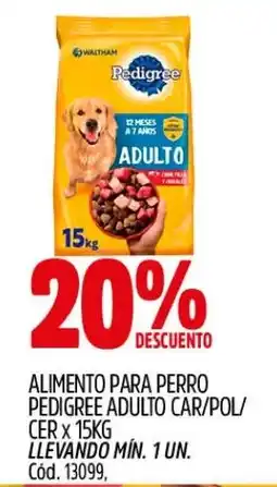 Supermercados Yaguar Pedigree alimento para perro adulto car/pol/cer oferta