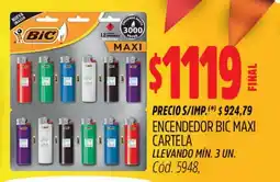 Supermercados Yaguar Bic encendedor maxi cartela oferta