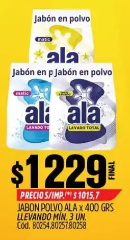 Supermercados Yaguar Ala jabón en polvo oferta