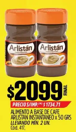 Supermercados Yaguar Arlistán alimento a base de cafe instantáneo oferta