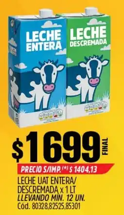 Supermercados Yaguar Leche uat entera/ descremada oferta