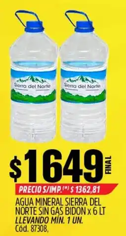 Supermercados Yaguar Sierra del Norte agua mineral sin gas bidon oferta