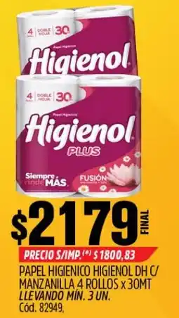 Supermercados Yaguar Higienol papel higienico dh c/ manzanilla oferta