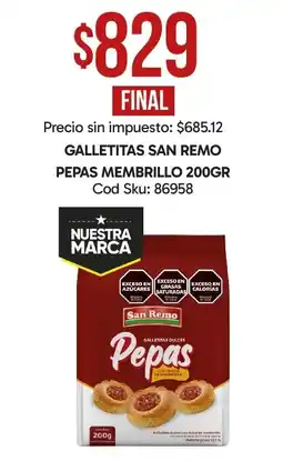 Supermercados Yaguar San remo Galletitas pepas membrillo oferta