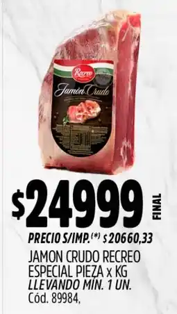 Supermercados Yaguar Recreo jamon crudo oferta