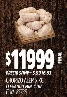 Supermercados Yaguar Chorizo alem oferta