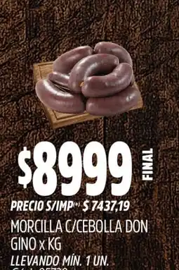 Supermercados Yaguar Don gino morcilla c/cebolla oferta