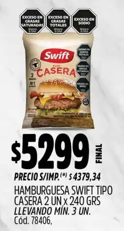 Supermercados Yaguar Swift hamburguesa tipo casera oferta