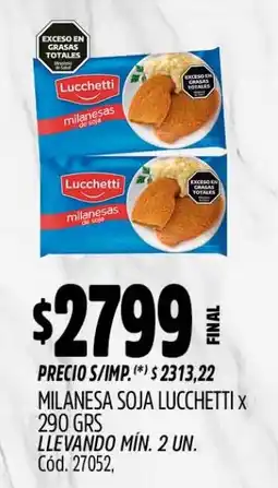 Supermercados Yaguar Lucchetti milanesas de soja oferta