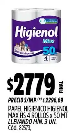 Supermercados Yaguar Higienol papel higienico higienol max oferta